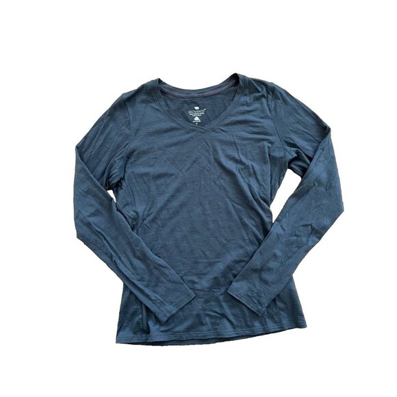 SEG"MENTS long sleeve 100% merino wool top v-neck black wash size Small A001314 - Picture 4 of 7